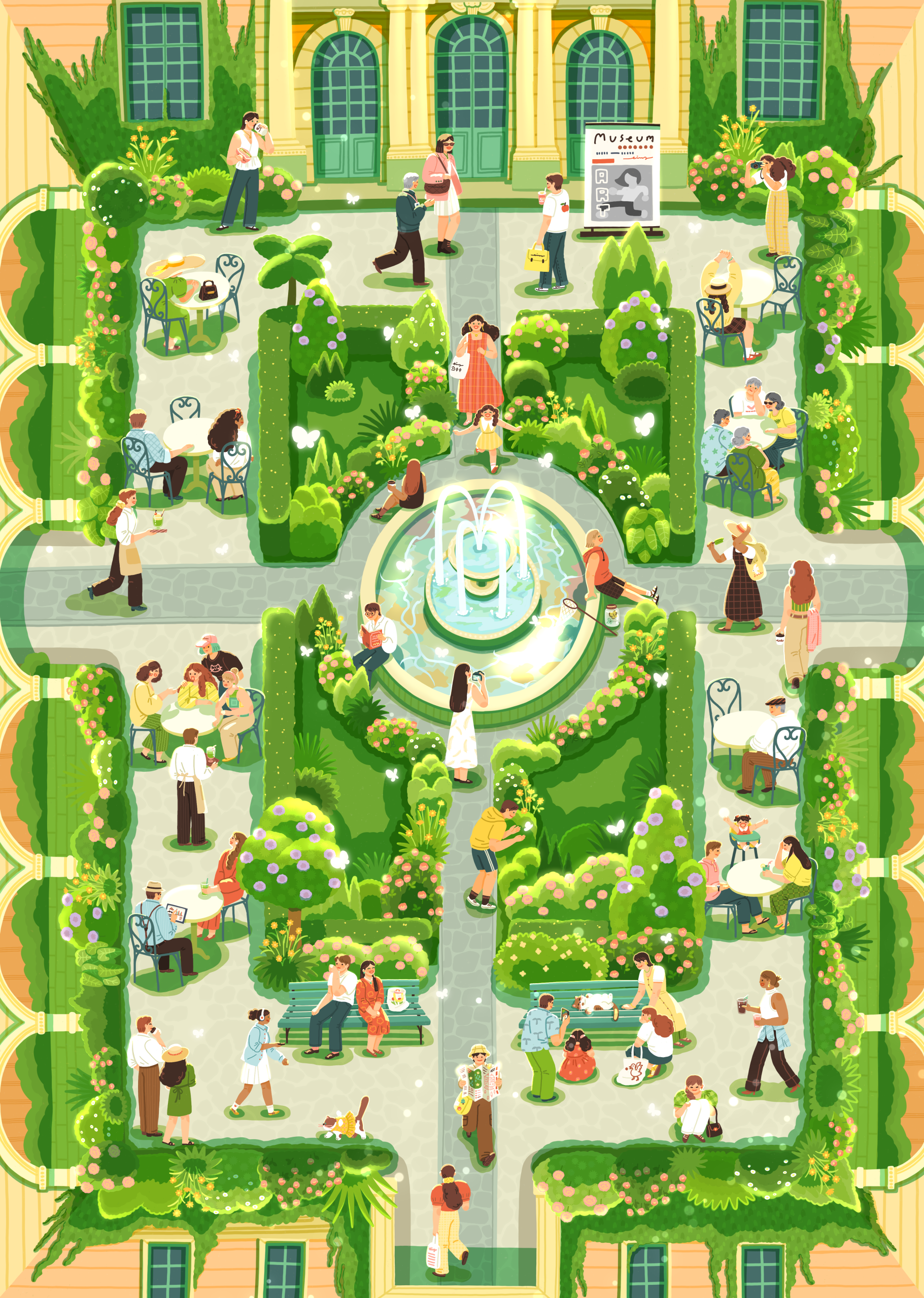 Museum’s back garden, an illustration artwork by Chinese artist Yuding Shi